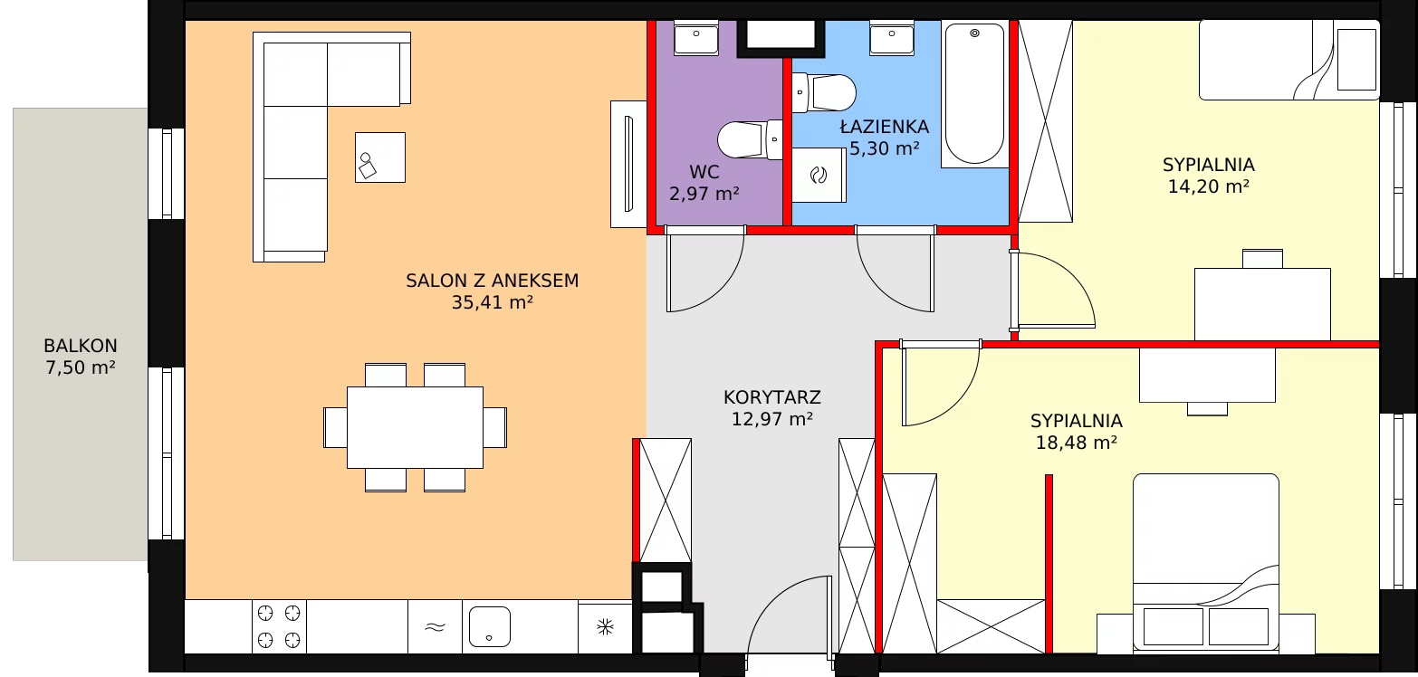 Zalety mieszkania 89.33 m², 04.C.32