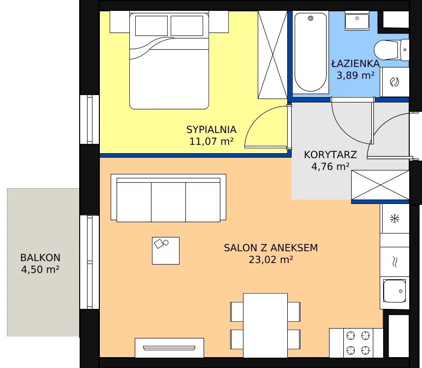 Zalety mieszkania 42.74 m², 05.D.27