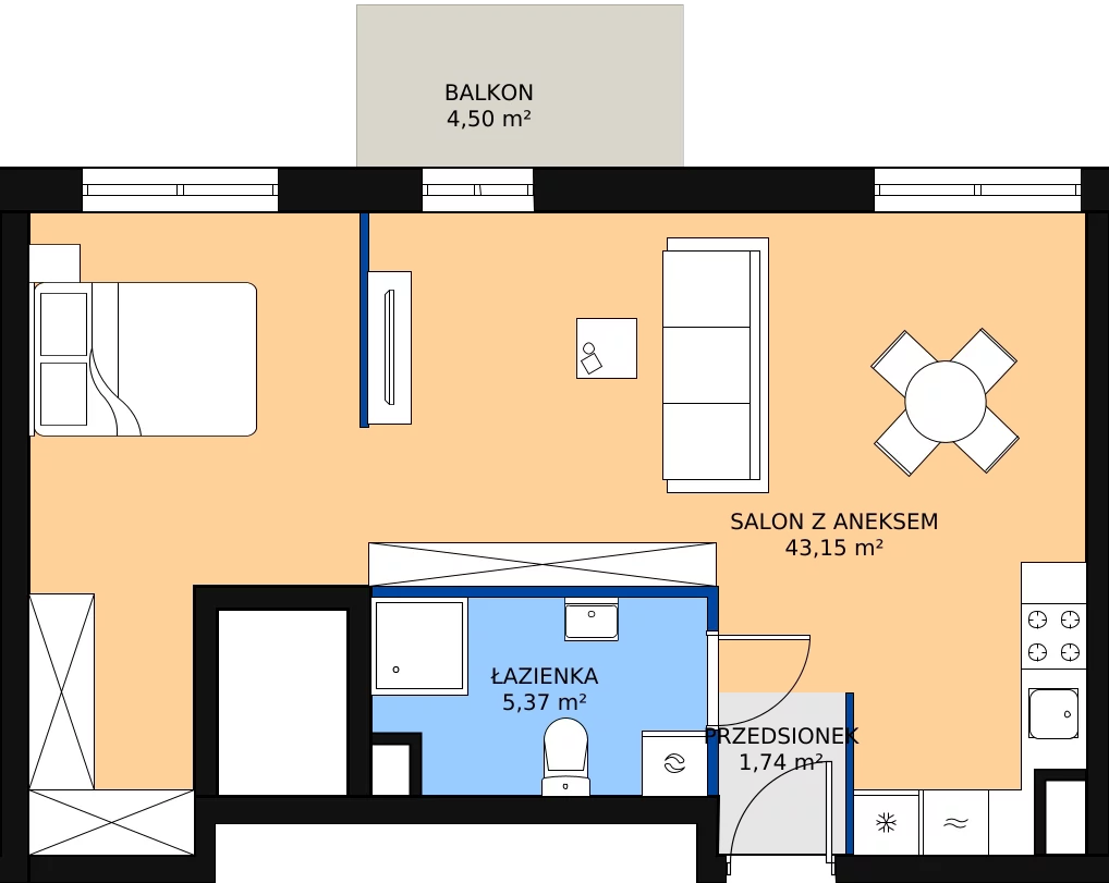 Zalety mieszkania 50.26 m², 06.C.47