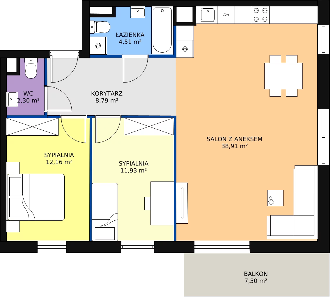 Zalety mieszkania 78.6 m², 06.C.49