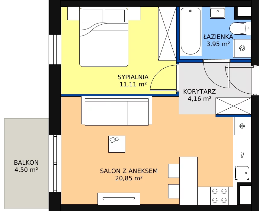 Zalety mieszkania 40.07 m², 06.C.51