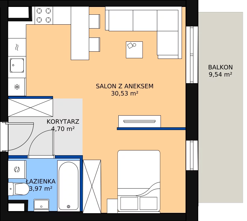 Zalety mieszkania 39.2 m², 07.C.60