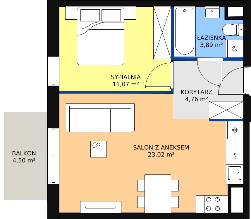 Zalety mieszkania 42.74 m², 07.D.39