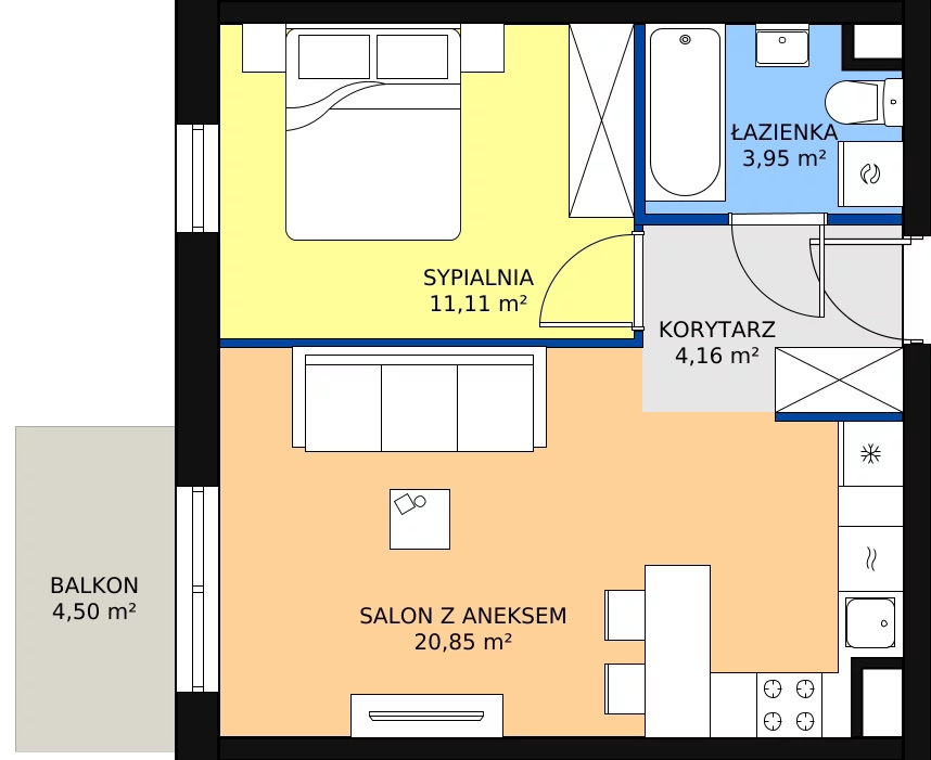 Zalety mieszkania 40.07 m², 08.C.65