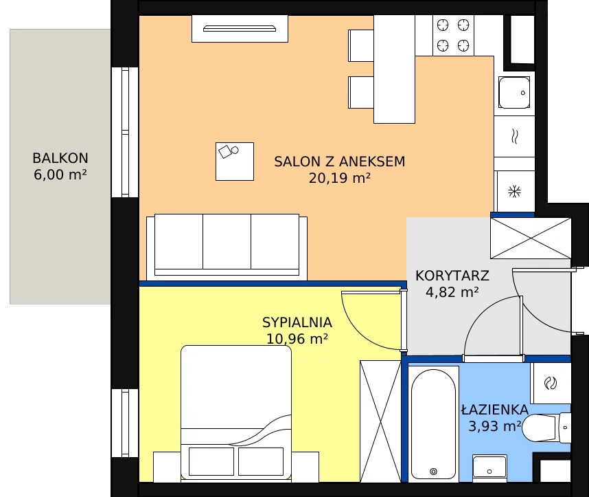 Zalety mieszkania 39.9 m², 08.D.46