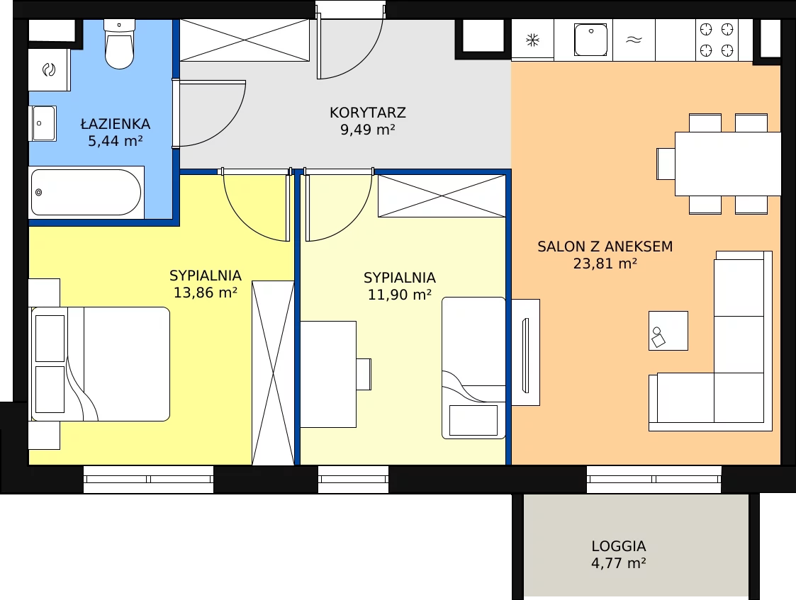Zalety mieszkania 64.5 m², 09.C.71