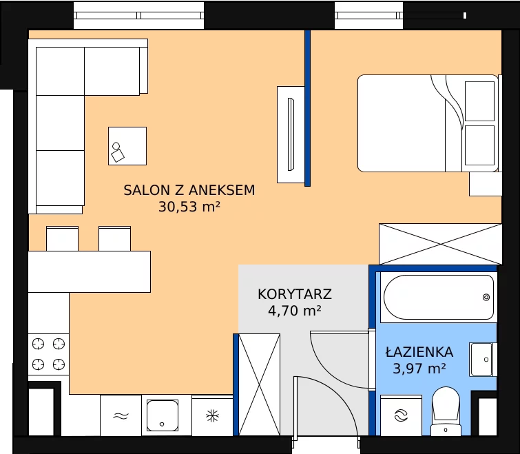 Zalety mieszkania 39.2 m², 09.C.74