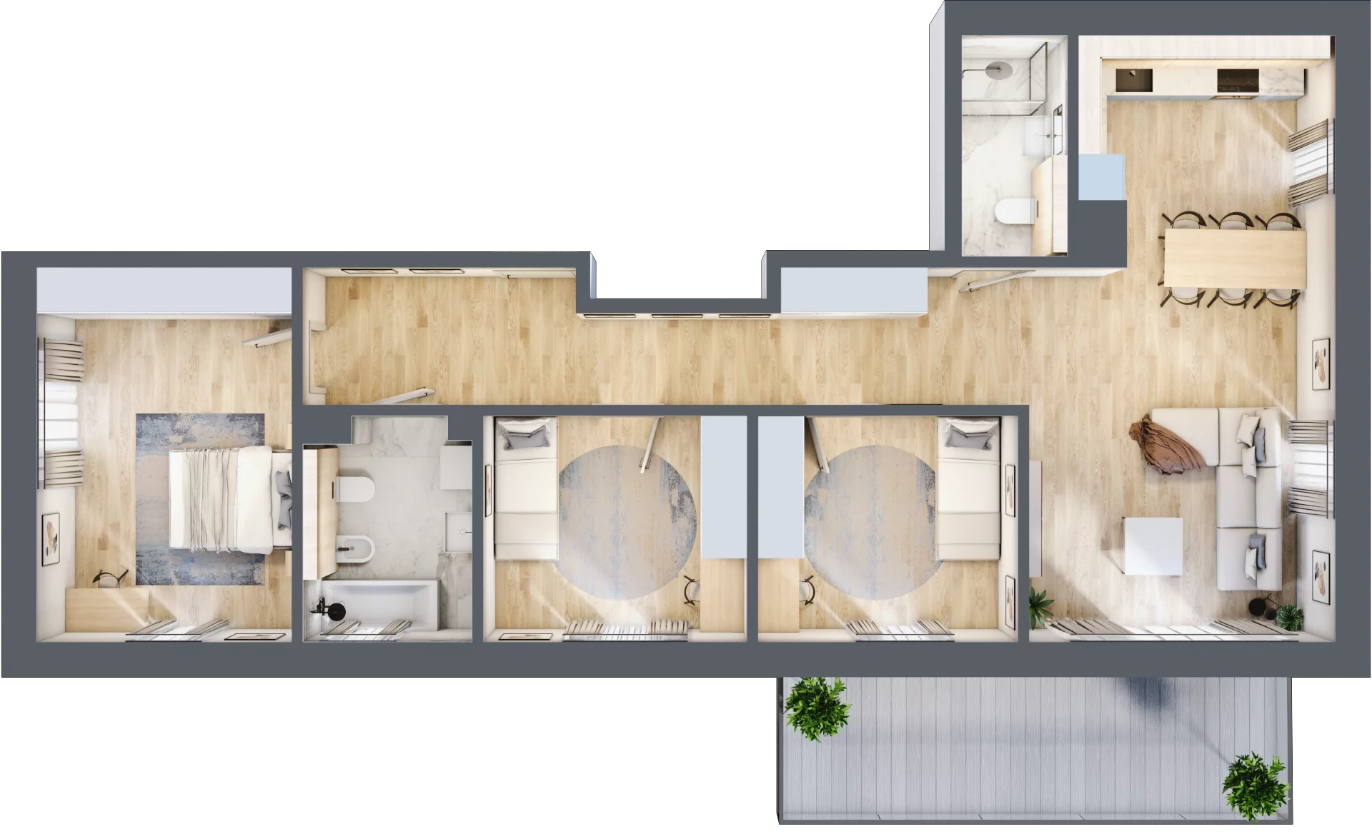 4 pokoje, mieszkanie 92,38 m², piętro 2, oferta nr A1.M5, Apartamenty przy Parku Szczytnickim, Wrocław, Zacisze-Zalesie-Szczytniki, Śródmieście, al. Ludomira Różyckiego 1C