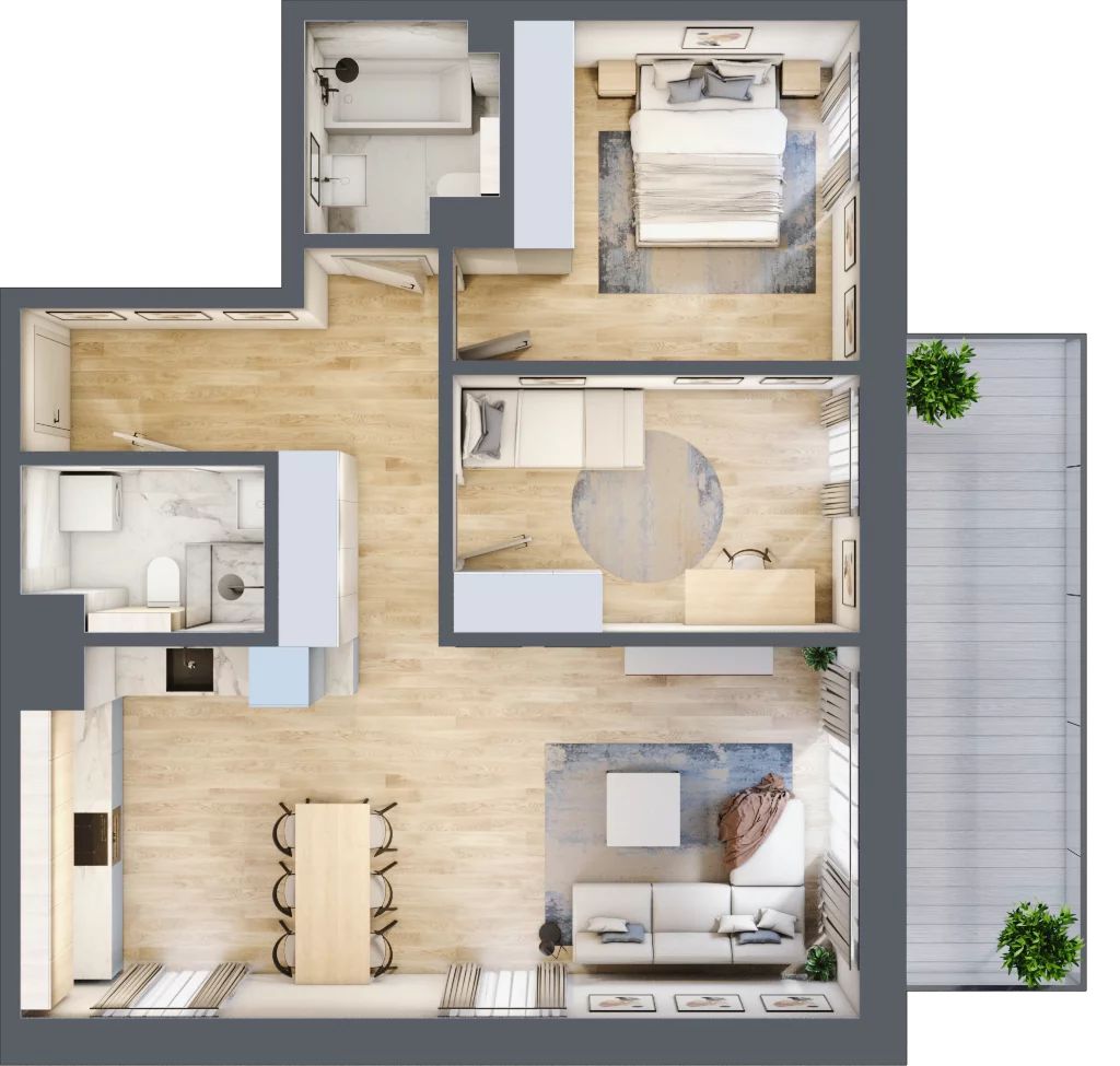 3 pokoje, apartament 71,71 m², piętro 1, oferta nr D1.M4, Apartamenty przy Parku Szczytnickim, Wrocław, Zacisze-Zalesie-Szczytniki, Śródmieście, al. Ludomira Różyckiego 1C