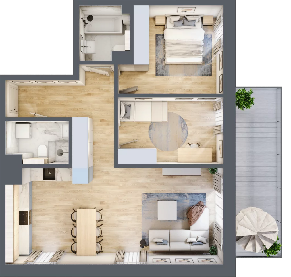 3 pokoje, mieszkanie 71,97 m², piętro 3, oferta nr D1.M10, Apartamenty przy Parku Szczytnickim, Wrocław, Zacisze-Zalesie-Szczytniki, Śródmieście, al. Ludomira Różyckiego 1C