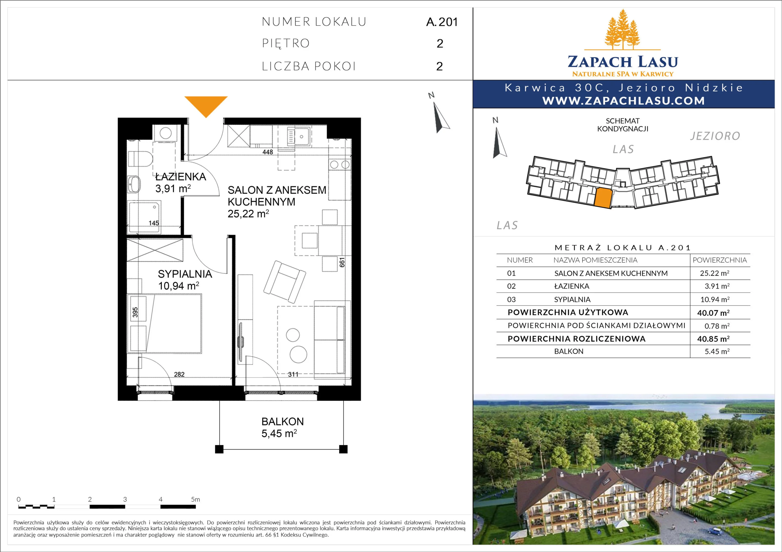 Apartament 40,85 m², piętro 2, oferta nr A/201, Zapach Lasu, Karwica