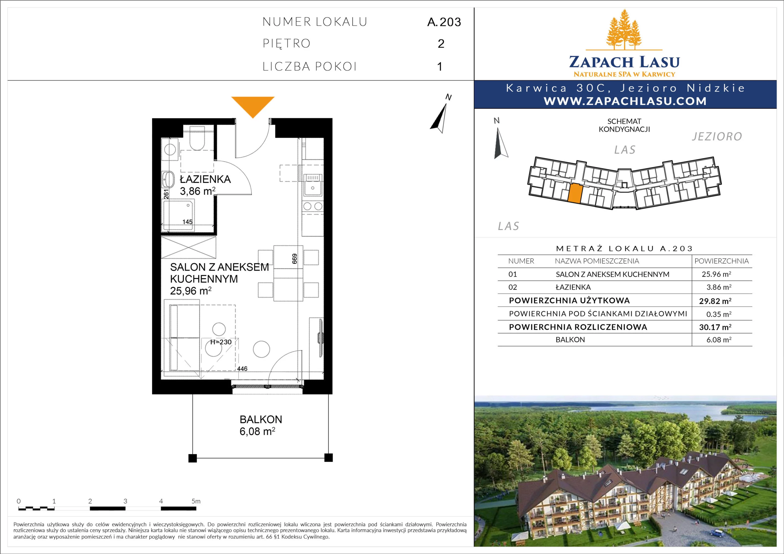 Apartament 30,17 m², piętro 2, oferta nr A/203, Zapach Lasu, Karwica