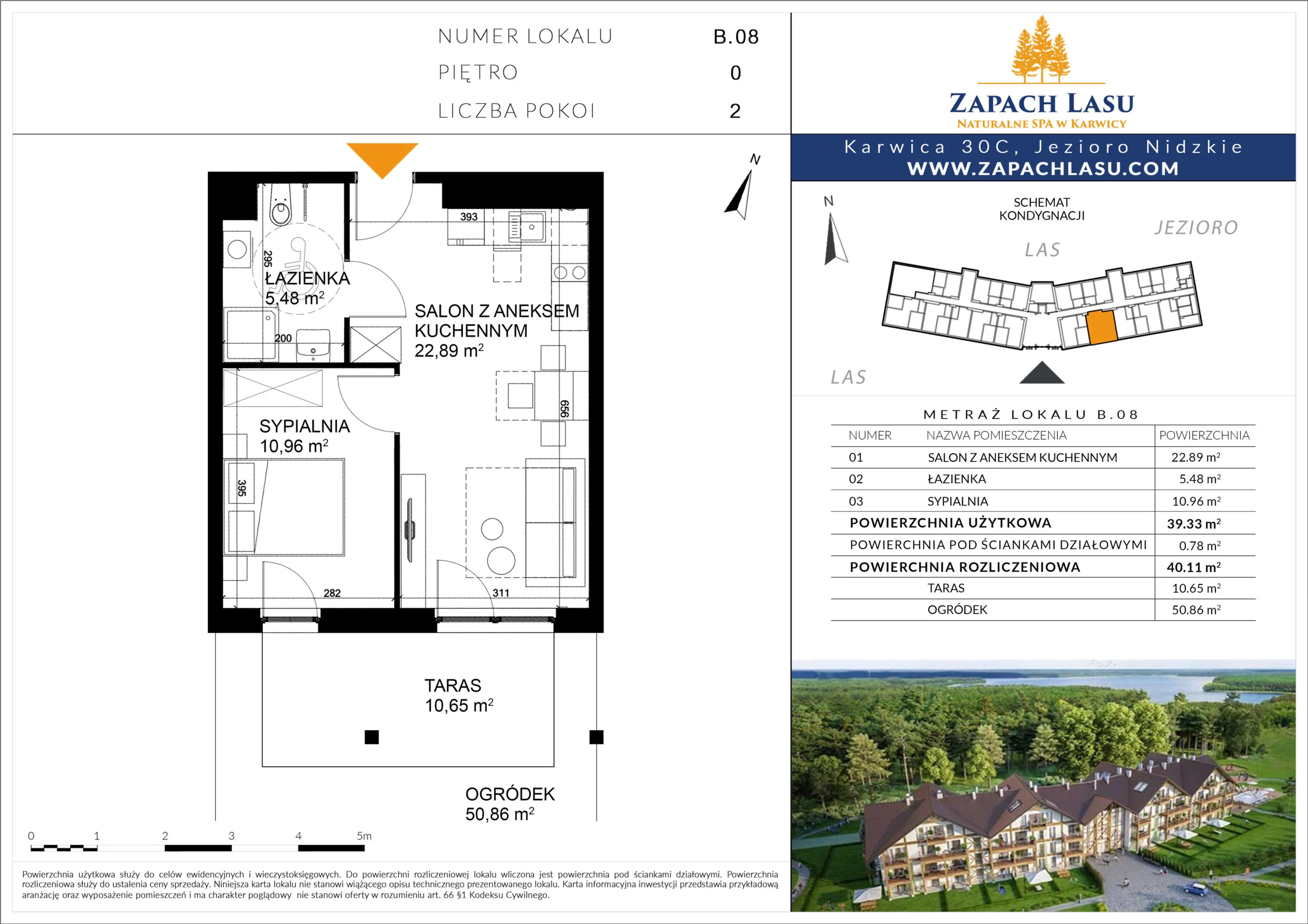 Apartament 40,11 m², parter, oferta nr B/08, Zapach Lasu, Karwica