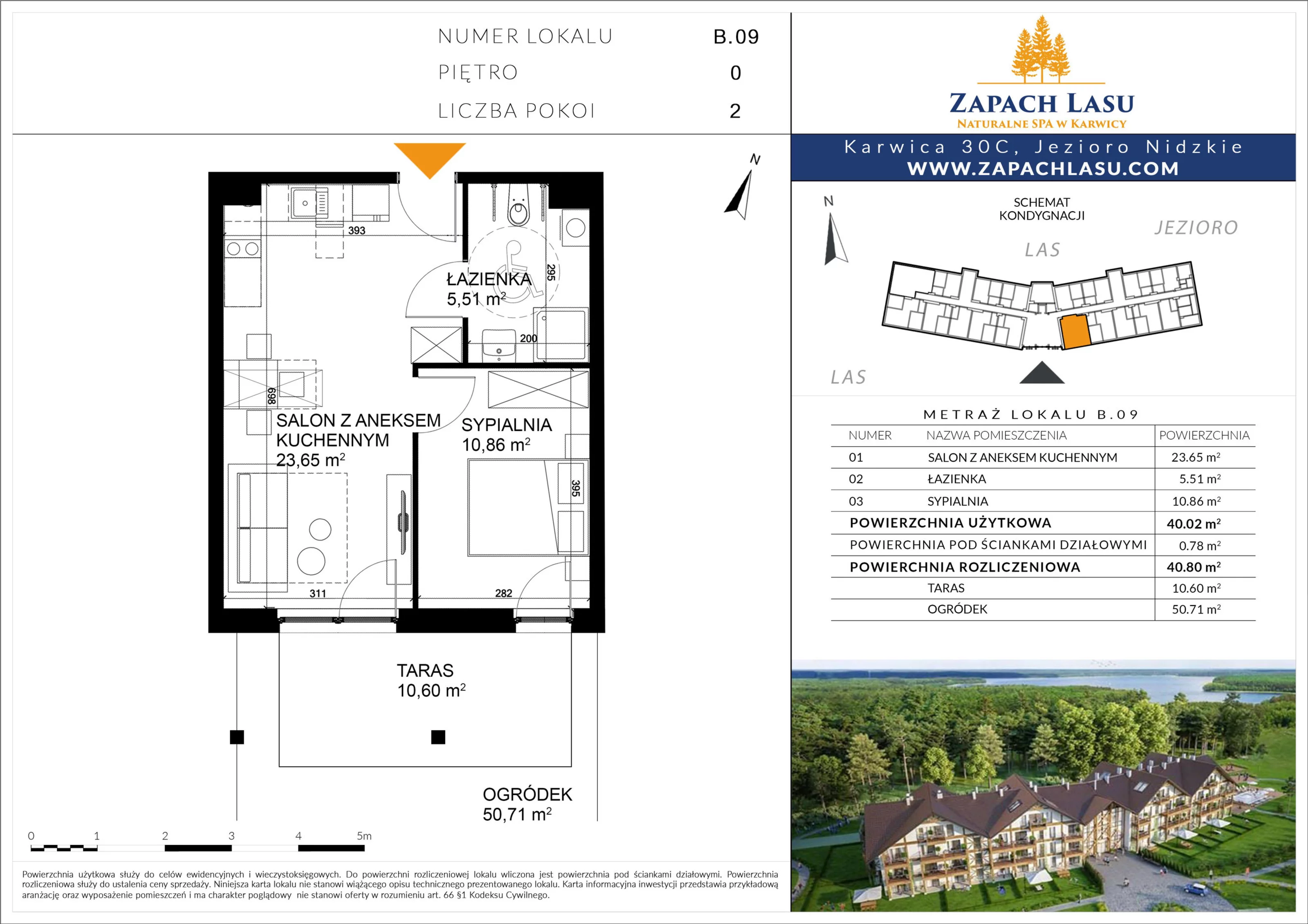 Apartament 40,80 m², parter, oferta nr B/09, Zapach Lasu, Karwica