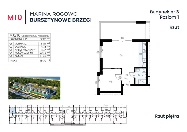 Apartament na sprzedaż, 49,29 m², 2 pokoje, piętro 1, oferta nr 205/13467/OMS