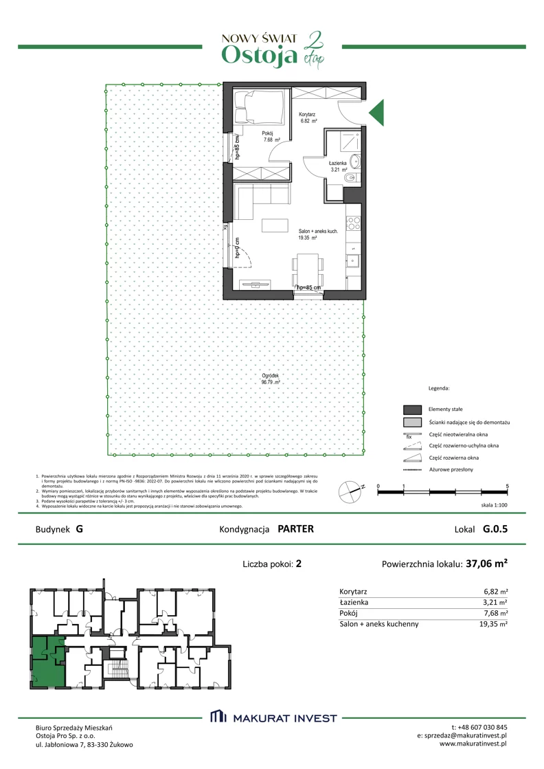 2 pokoje, mieszkanie 37,06 m², parter, oferta nr G.0.5, Nowy Świat Ostoja II etap - budynki E, F, G, Gdańsk, Barniewice, ul. Malinowa