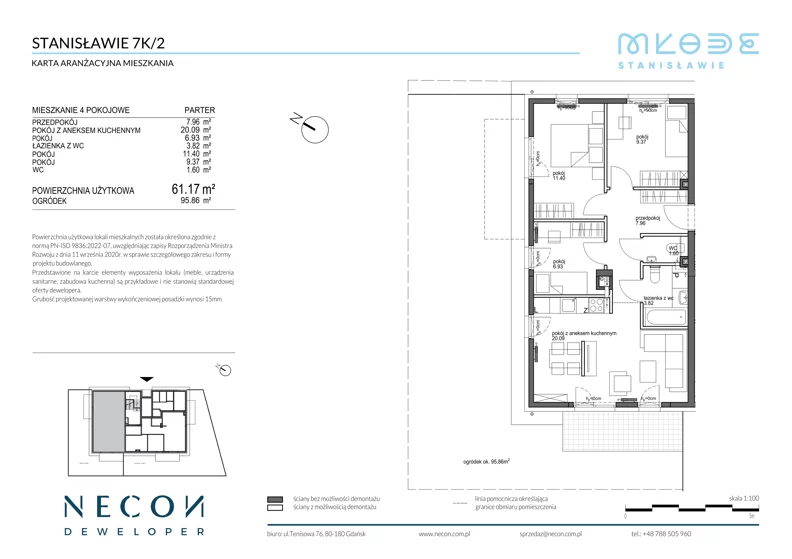 4 pokoje, mieszkanie 61,17 m², parter, oferta nr B10-2, Młode Stanisławie - bud B10, B11, Stanisławie, ul. Stanisławie 7A