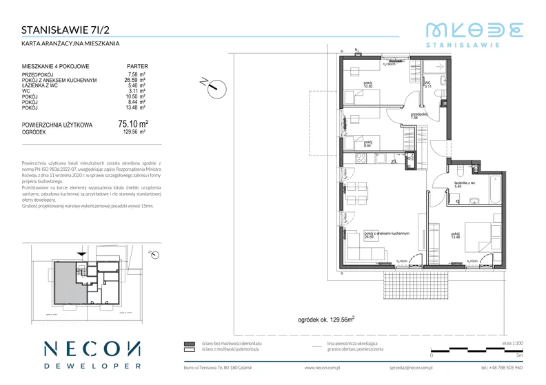 4 pokoje, mieszkanie 75,10 m², parter, oferta nr B8-2, Młode Stanisławie - bud B8, B9, Stanisławie, ul. Stanisławie 7A
