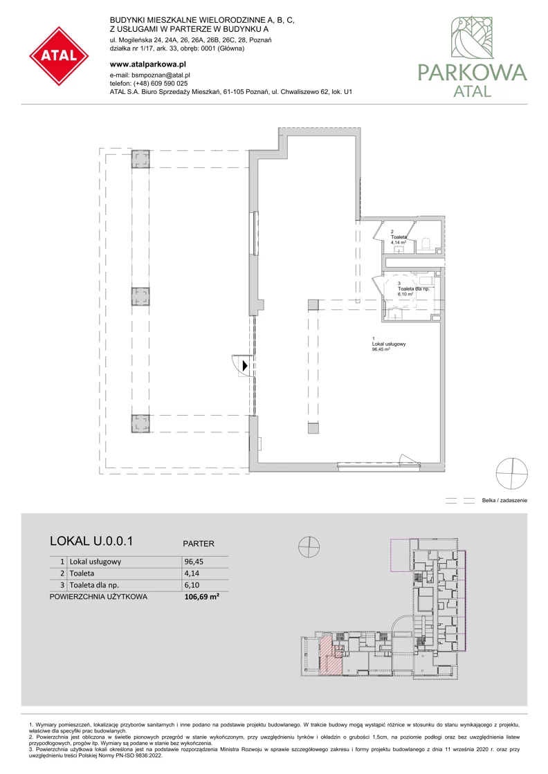 Lokal użytkowy 106,69 m², oferta nr U.0.0.1, ATAL Parkowa - lokale użytkowe, Poznań, Nowe Miasto, Osiedle Warszawskie, ul. Mogileńska