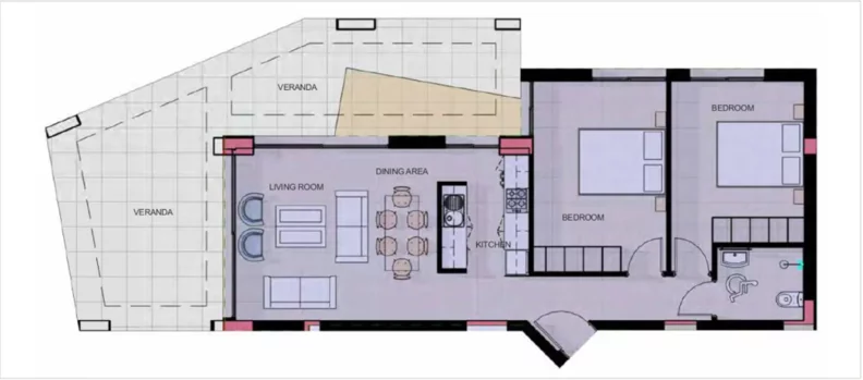 3 pokoje, apartament 78,04 m², parter, oferta nr 004, Venus Garden Resort, Chloraka