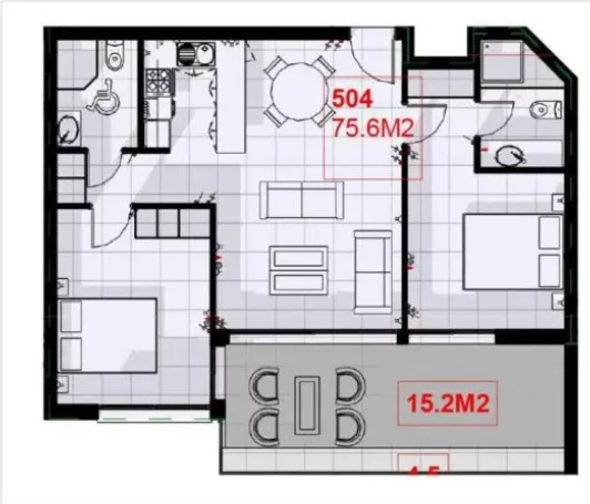 3 pokoje, apartament 90,80 m², piętro 5, oferta nr 504, Venus Garden Resort, Chloraka