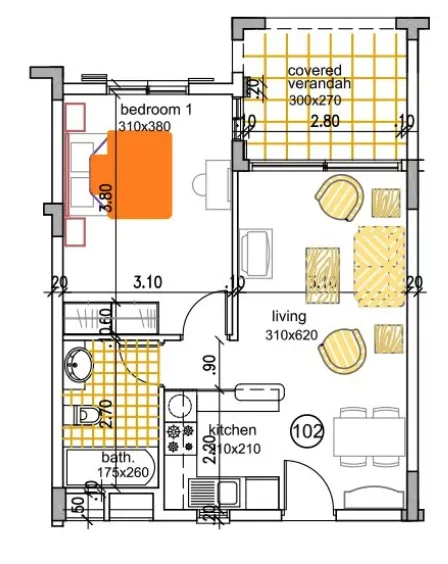 2 pokoje, apartament 55,20 m², piętro 1, oferta nr 102, Mandria Gardens, Mandria