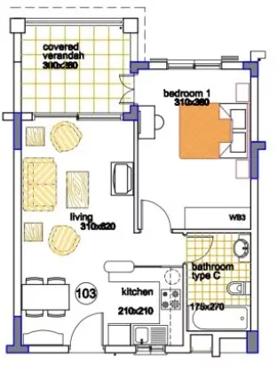 2 pokoje, apartament 60,72 m², piętro 1, oferta nr 103, Mandria Gardens, Mandria