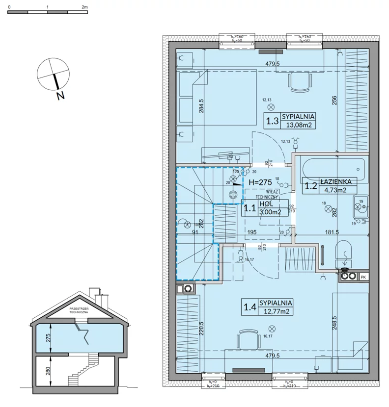 Dom 72,53 m², oferta nr 64B, Nova Magdalenka 7 - etap 7, Słomin, ul. Janczewicka