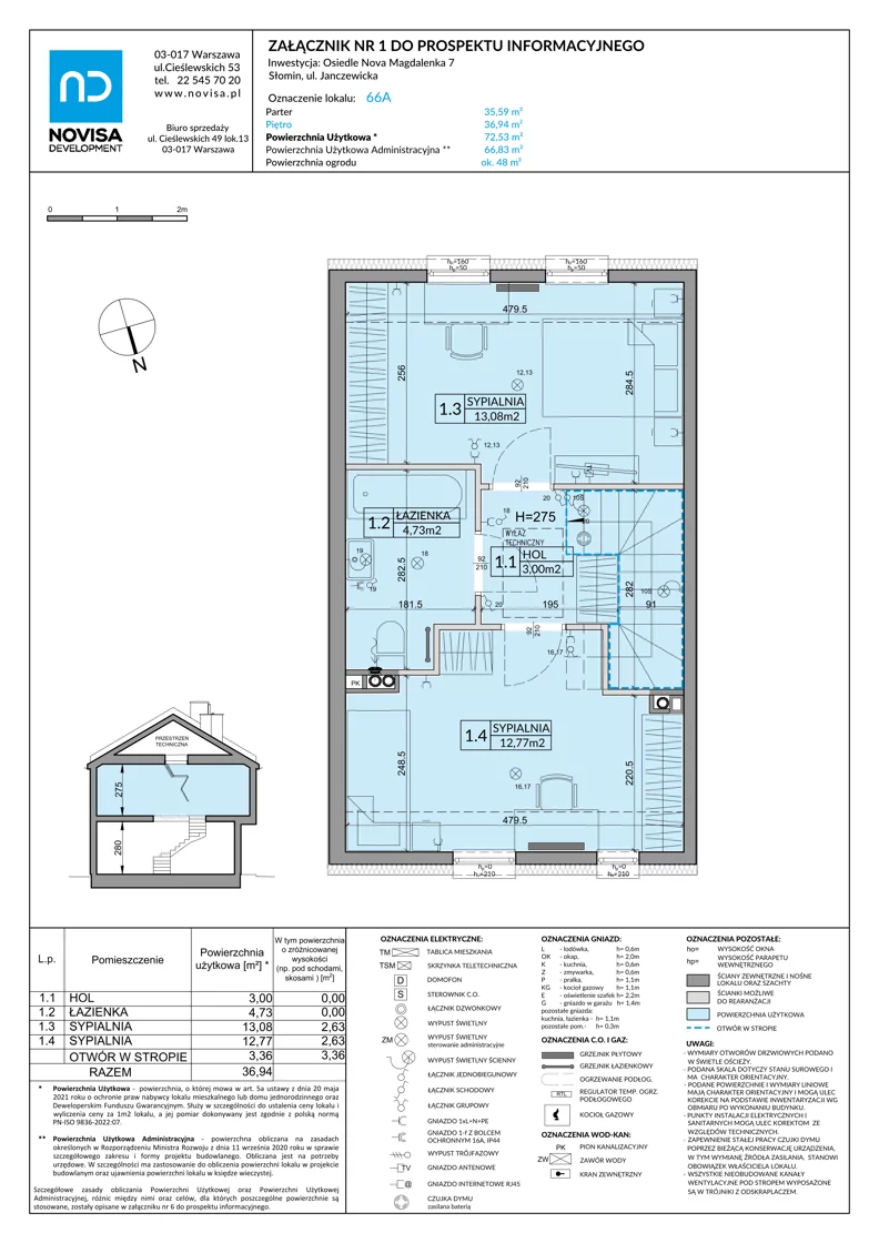 Dom 72,53 m², oferta nr 66A, Nova Magdalenka 7 - etap 7, Słomin, ul. Janczewicka