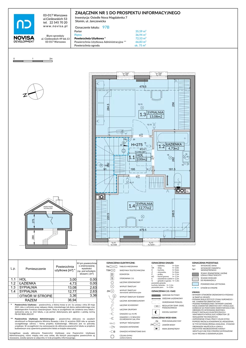 Dom 72,53 m², oferta nr 97B, Nova Magdalenka 7 - etap 8, Słomin, ul. Janczewicka