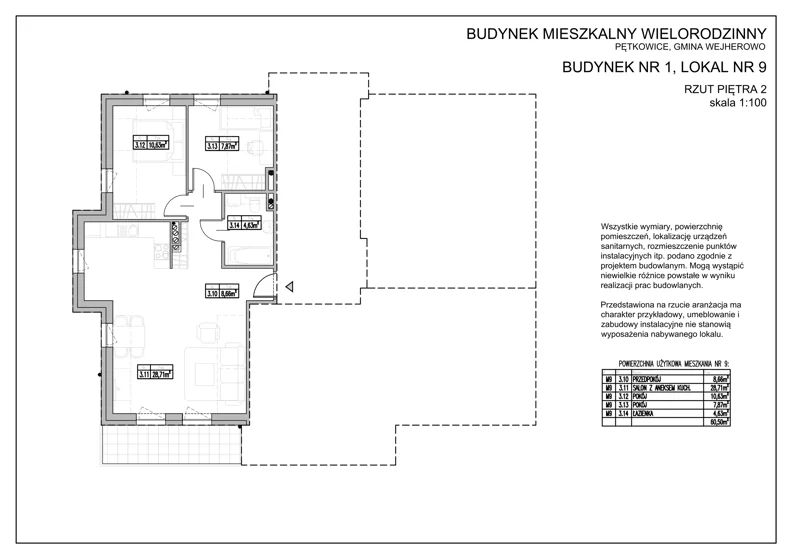 3 pokoje, apartament 61,00 m², piętro 2, oferta nr 1.9, Golf Park Apartamenty, Pętkowice