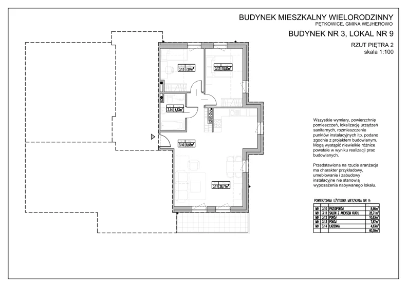 3 pokoje, apartament 61,00 m², piętro 2, oferta nr 3.9, Golf Park Apartamenty, Pętkowice
