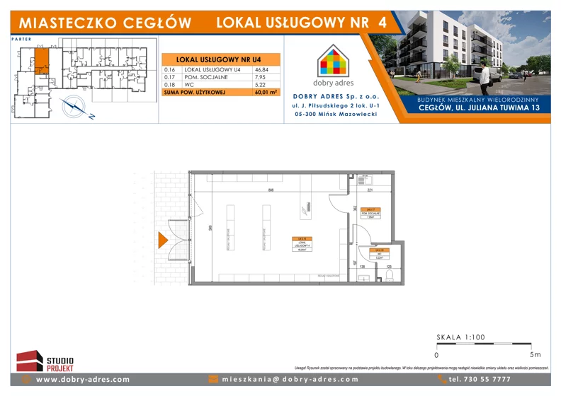 Lokal użytkowy 60,01 m², oferta nr U4, Tuwima 13 - lokale użytkowe, Cegłów, ul. Juliana Tuwima 13