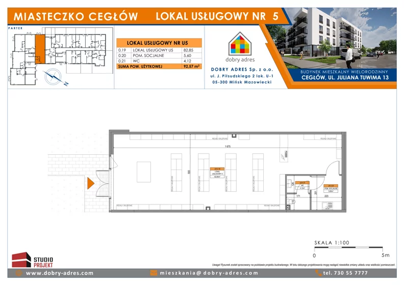 Lokal użytkowy 92,57 m², oferta nr U5, Tuwima 13 - lokale użytkowe, Cegłów, ul. Juliana Tuwima 13