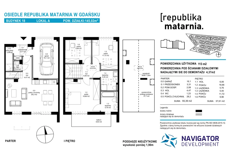 Dom 113,00 m², oferta nr 18A, Republika Matarnia etap III, Gdańsk, Matarnia, ul. Ikara