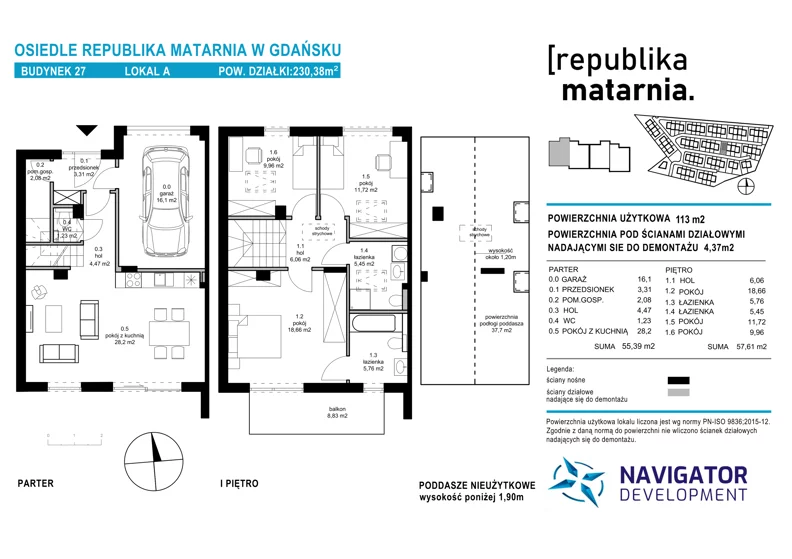 Dom 113,00 m², oferta nr 27A, Republika Matarnia etap III, Gdańsk, Matarnia, ul. Ikara