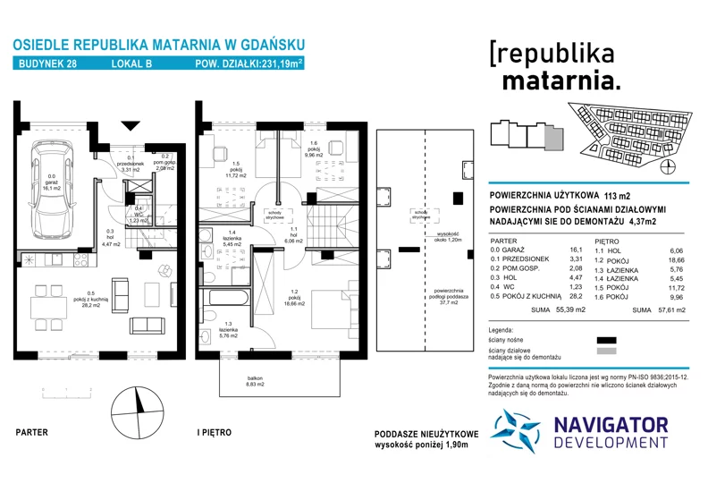 Dom 113,00 m², oferta nr 28B, Republika Matarnia etap III, Gdańsk, Matarnia, ul. Ikara