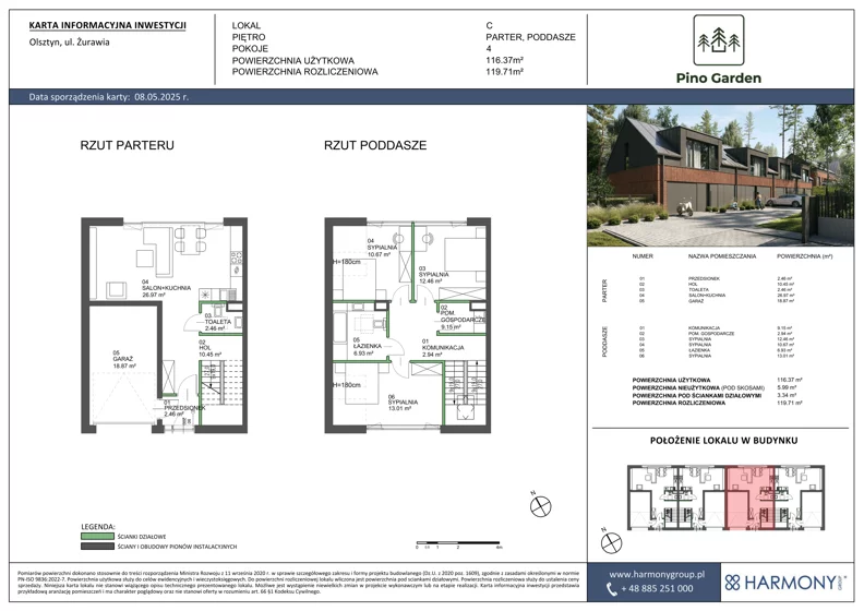 Dom 116,37 m², oferta nr C, Pino Garden, Olsztyn, Gutkowo, ul. Żurawia