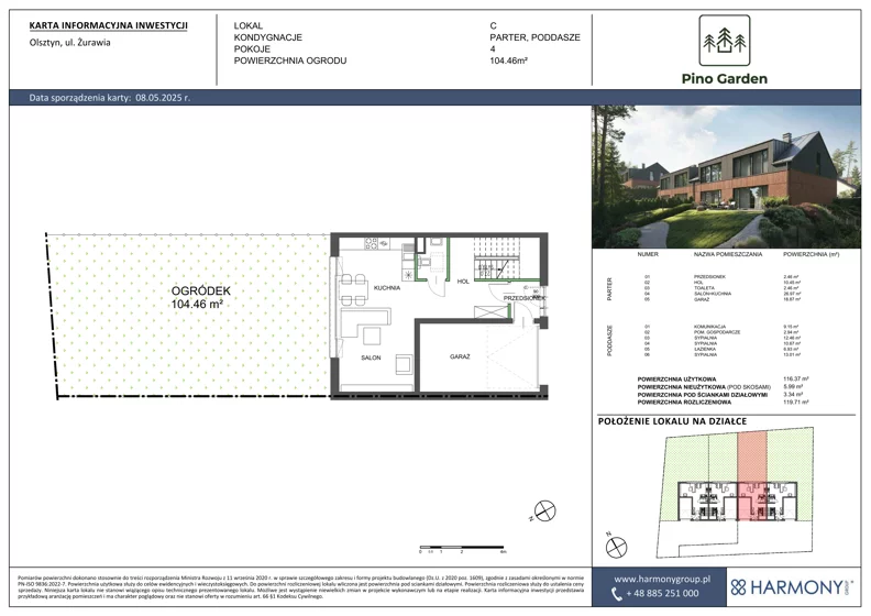 Dom 116,37 m², oferta nr C, Pino Garden, Olsztyn, Gutkowo, ul. Żurawia