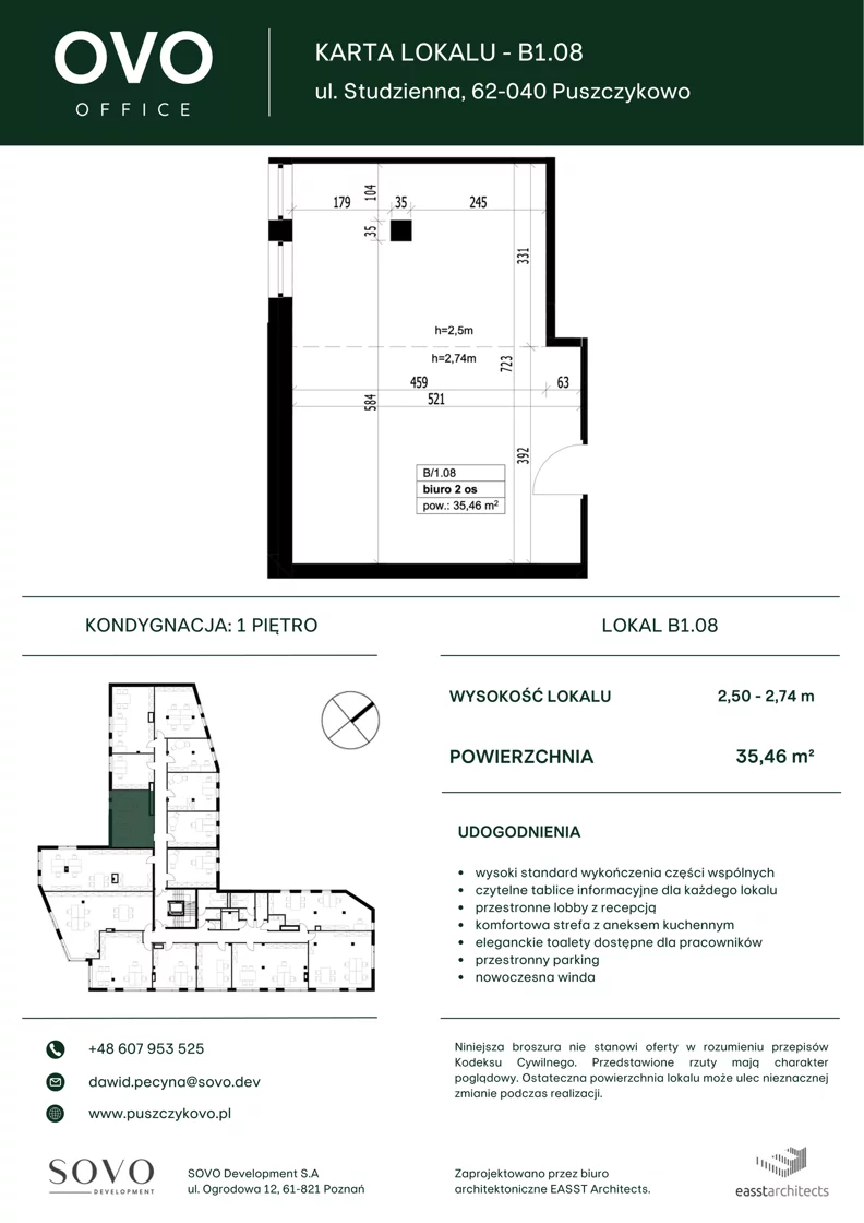 Biuro 35,46 m², oferta nr B/1/08, OVO Office, Puszczykowo, ul. Studzienna