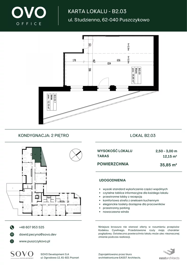 Biuro 35,85 m², oferta nr B/2/03, OVO Office, Puszczykowo, ul. Studzienna