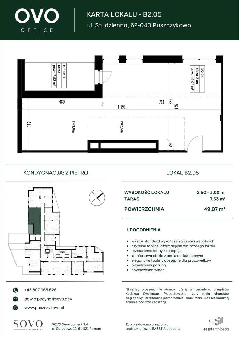 Biuro 49,07 m², oferta nr B/2/05, OVO Office, Puszczykowo, ul. Studzienna