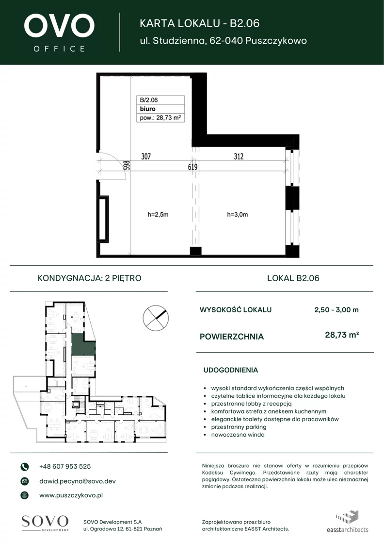 Biuro 28,73 m², oferta nr B/2/06, OVO Office, Puszczykowo, ul. Studzienna