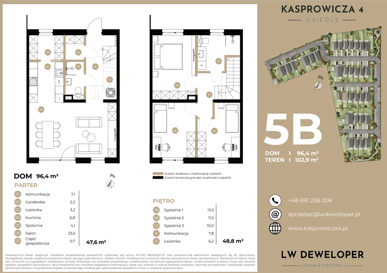 Dom 96,40 m², oferta nr 5B, Osiedle Kasprowicza 4 - domy, Łódź, Widzew, Widzew-Wschód, ul. Kasprowicza 4