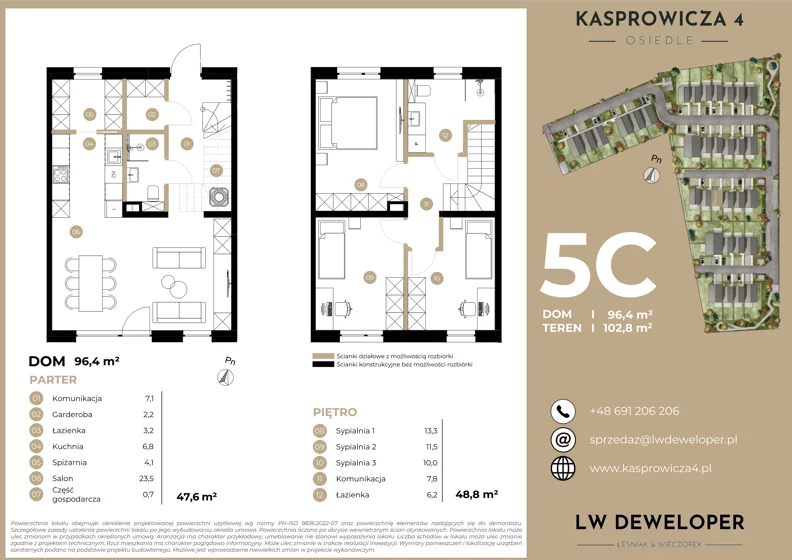 Dom 96,40 m², oferta nr 5C, Osiedle Kasprowicza 4 - domy, Łódź, Widzew, Widzew-Wschód, ul. Kasprowicza 4