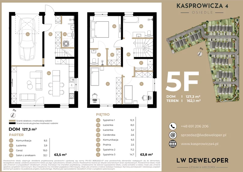 Dom 127,30 m², oferta nr 5F, Osiedle Kasprowicza 4 - domy, Łódź, Widzew, Widzew-Wschód, ul. Kasprowicza 4