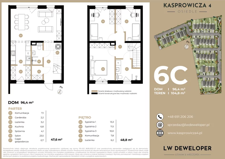Dom 96,40 m², oferta nr 6C, Osiedle Kasprowicza 4 - domy, Łódź, Widzew, Widzew-Wschód, ul. Kasprowicza 4
