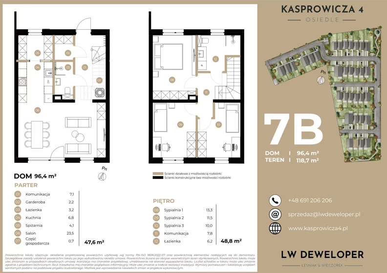 Dom 96,40 m², oferta nr 7B, Osiedle Kasprowicza 4 - domy, Łódź, Widzew, Widzew-Wschód, ul. Kasprowicza 4