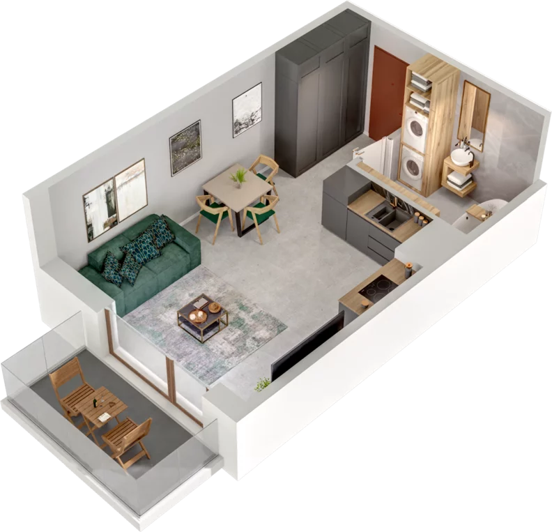 1 pokój, mieszkanie 29,61 m², piętro 3, oferta nr B56, Witosa Park, Poznań, Winiary, Winiary, ul. Piątkowska 165 A-B