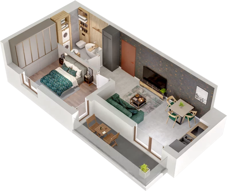 2 pokoje, mieszkanie 38,72 m², piętro 3, oferta nr A95, Witosa Park, Poznań, Winiary, Winiary, ul. Piątkowska 165 A-B